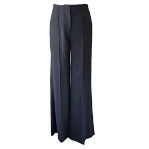 EXPRESS Black Wide Leg High Rise Pintuck Trouser Pants Size 8 Minimalist Office